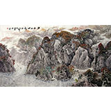 六尺雄奇山水画《江流天地外》