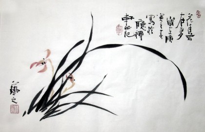 【已售】四尺三开国画兰花图-6