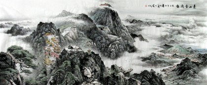 【已售】著名山水画家万涛八尺巨幅《泰山云涌图》