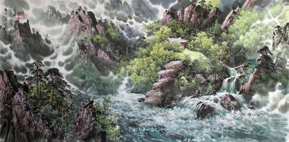 【已售】朝鲜二级画家申哲《妙香山之秋》