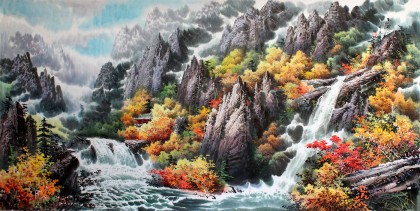 朝鲜山水画《金刚山》