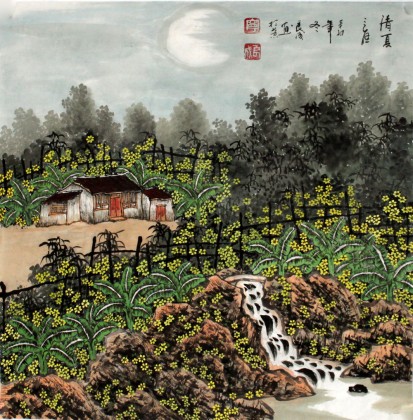 【已售】宁良成三尺斗方田园作品《清夏之夜》