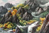 【已售】吉正朝鲜国画《金刚山峡谷》