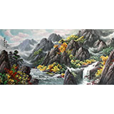 吉正朝鲜国画《金刚山峡谷》