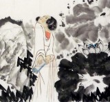 【已售】内蒙美协杨晖小六尺国画《爱莲说》