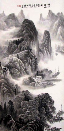 【已售】广西山水名家陶君祥四尺《漓江清晓图》