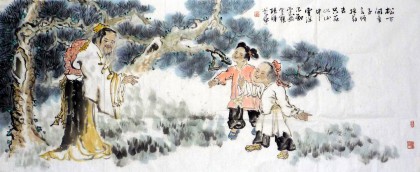 【已售】著名人物画家协杨晖小六尺《唐人诗意图》