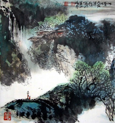 【已售】杨春三尺斗方山水画《山情》
