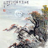【已售】杨春三尺斗方山水画《月出惊飞鸟》