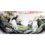 四尺风水吉祥国画《三羊开泰》-2