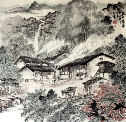 【已售】国家画院宁全喜四尺斗方《塞北农家》