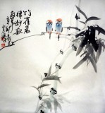 【已售】黄云鸿三尺卧室斗方《竹雀晨律妙歌声》