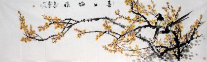 【已售】西蜀山人小八尺梅花《喜上眉梢》