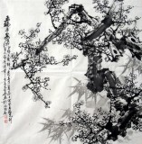 【已售】四尺斗方梅花图《五福平安图》