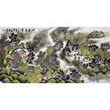 宁良成四尺山水画《山居春浓》