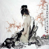 梁振辉四尺斗方人物《韵秋-果实熟了》