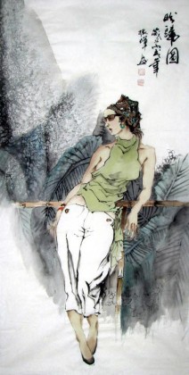 【已售】四尺国画仕女图《盼归图》