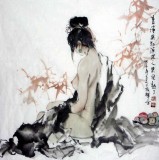 【已售】梁振辉四尺斗方人物《韵秋-果实熟了》