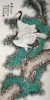 凌雪三尺祝寿国画《松鹤延年》