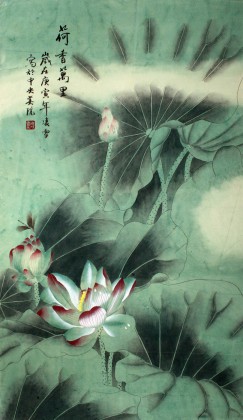 【已售】凌雪三尺花鸟画《荷香万里》
