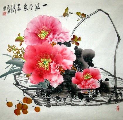 中国水墨画花开富贵牡丹花鸟画辛丑年春月瑞清画_饶瑞清国画