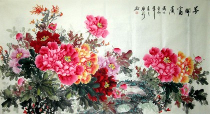 【已售】六尺牡丹画《花开富贵》