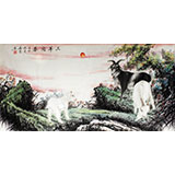 客厅四尺风水挂画《三羊开泰》