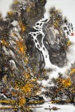 【已售】张春奇四尺三开作品《听泉》