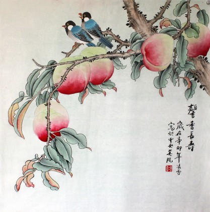 真作/呉門簫岑/松/双鶴図/花鳥/中国画/布袋屋掛軸A-573 - メルカリ
