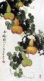 【已售】三尺风水国画葫芦《五福临门》