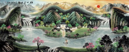 小八尺聚宝盆山水《福地安居图》