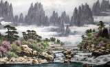 【已售】朝鲜一级画家金光哲《金刚山的春天》