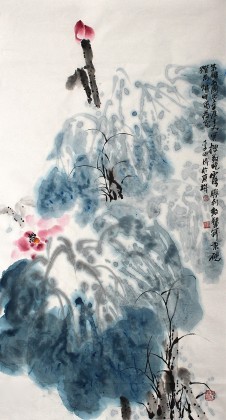 【已售】李明成三尺写意墨荷