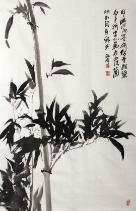 【已售】李明成四尺三开国画竹子