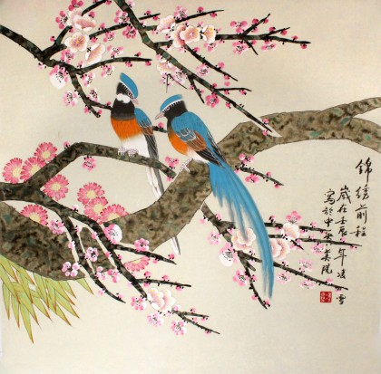 【已售】凌雪四尺斗方工笔花鸟《锦绣前程》