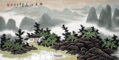 【已售】宁良成三尺田园山水《幽庭山远》