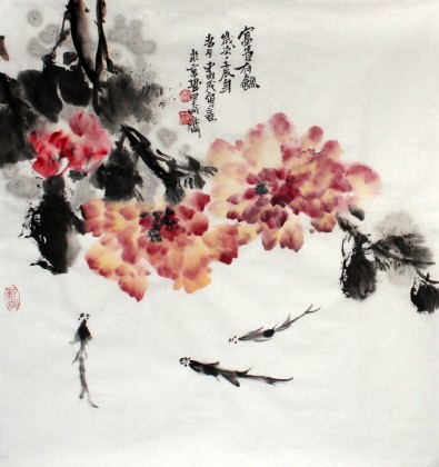 【已售】李明成三尺斗方图《富贵有余图》