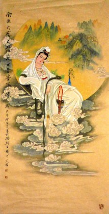 【已售】陆文君四尺国画  观世音菩萨造像