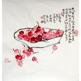 【已售】李明成三尺斗方果蔬樱桃画