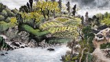 【已售】宁良成六尺精品田园山水《云山碧水韵秀华》