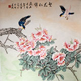 凌雪四尺斗方花鸟画《繁花似锦》