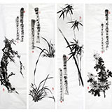 北京美协张春奇水墨四条屏《梅兰竹菊》