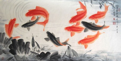 【可定制】名家周升达八尺巨制九鱼图（询价）