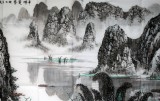【已售】张春奇小八尺漓江山水画《青峰竞秀》