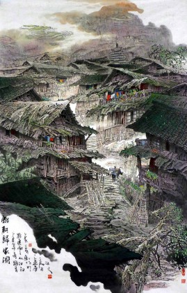 【已售】张立友精品六尺写生山水《辍耕归农图》