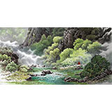 朝鲜一级画家李哲作品《新平峡谷》