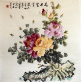 【已售】凌雪四尺斗方画《花开富贵》