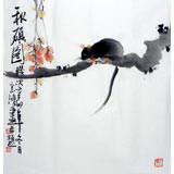 黄云鸿三尺斗方老鼠作品《秋硕图》