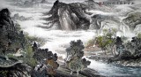 【已售】六尺风水山水画《雨后溪流急》