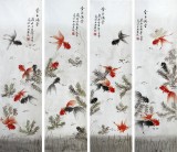 【已售】凌雪风水四条屏《金玉满堂》